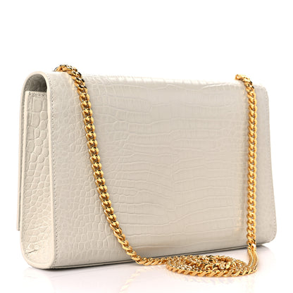 Saint Laurent Calfskin Crocodile Embossed Medium Classic Monogram Kate Tassel Satchel Crema Soft 2 of 8
