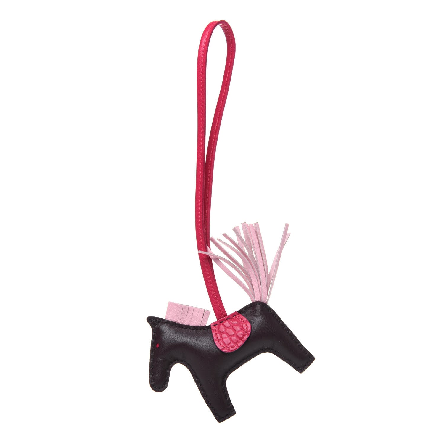 Hermes Milo Lambskin Matte Alligator Touch Grigri Rodeo Horse Bag Charm PM Rouge Sellier Framboise Rose Sakura 1 of 5