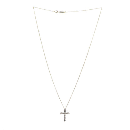 Tiffany 18K Yellow Gold Diamond Small Cross Pendant Necklace 3 of 7