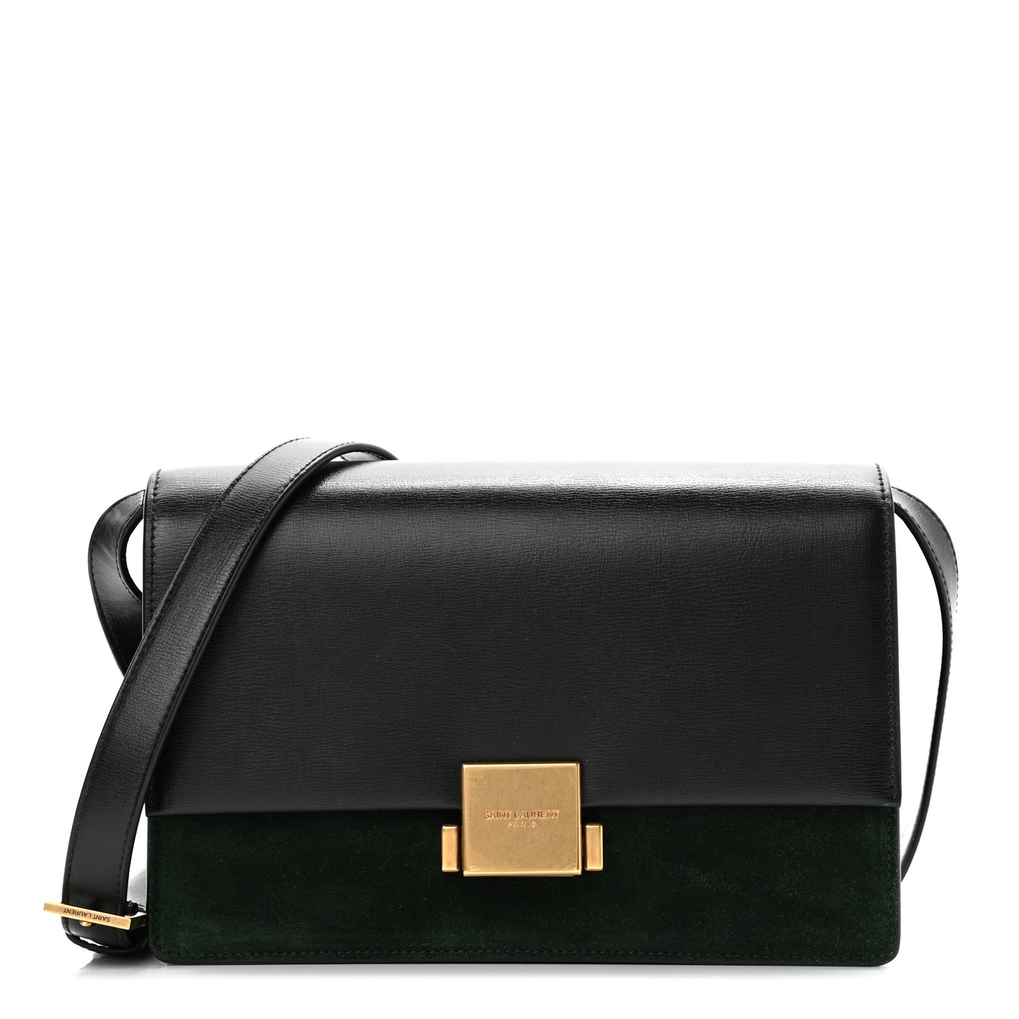 Smooth Calfskin Suede Medium Bellechasse Black Dark Green