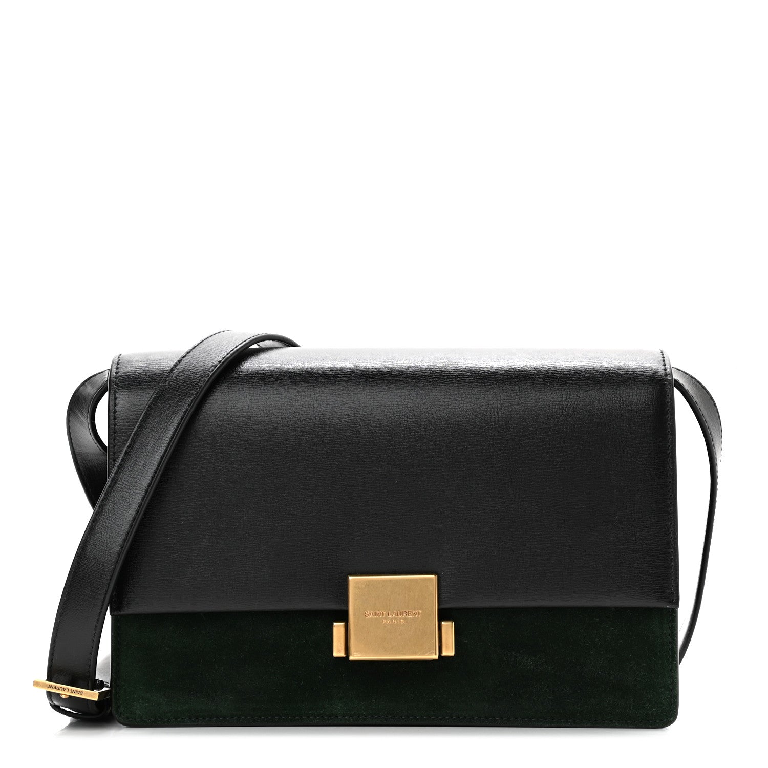 Saint Laurent Smooth Calfskin Suede Medium Bellechasse Black Dark Green 1 of 11