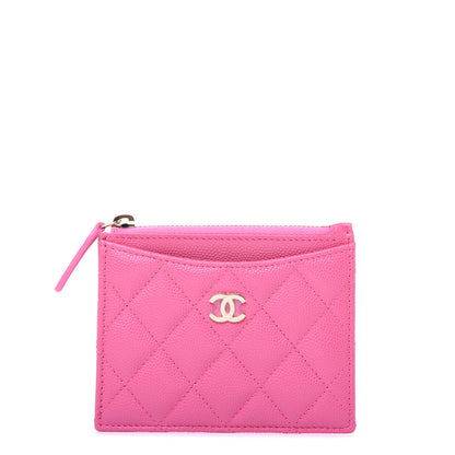 Chanel Caviar Quilted CC Zip Card Holder Pink 1 of 11