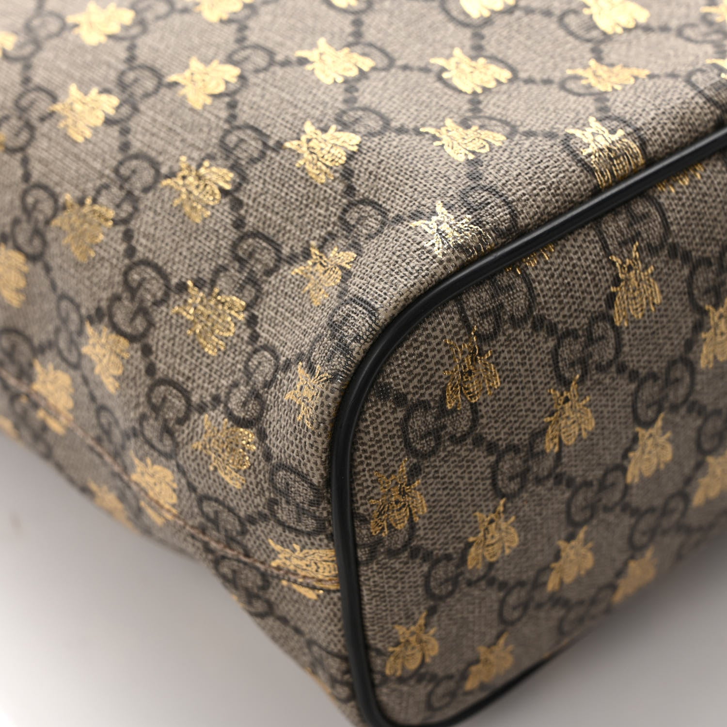Gucci Soft GG Supreme Monogram Bees Small Crossbody Tote Beige Oro Black 9 of 10