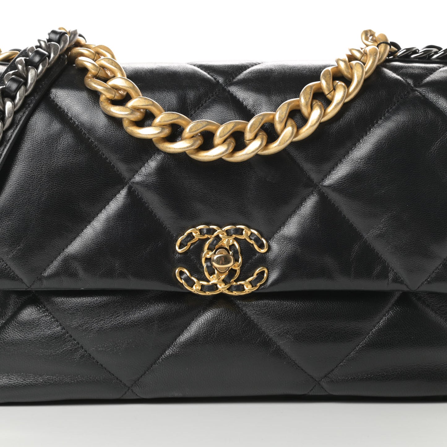 Goatskin Quilted Large Chanel 19 Flap Black