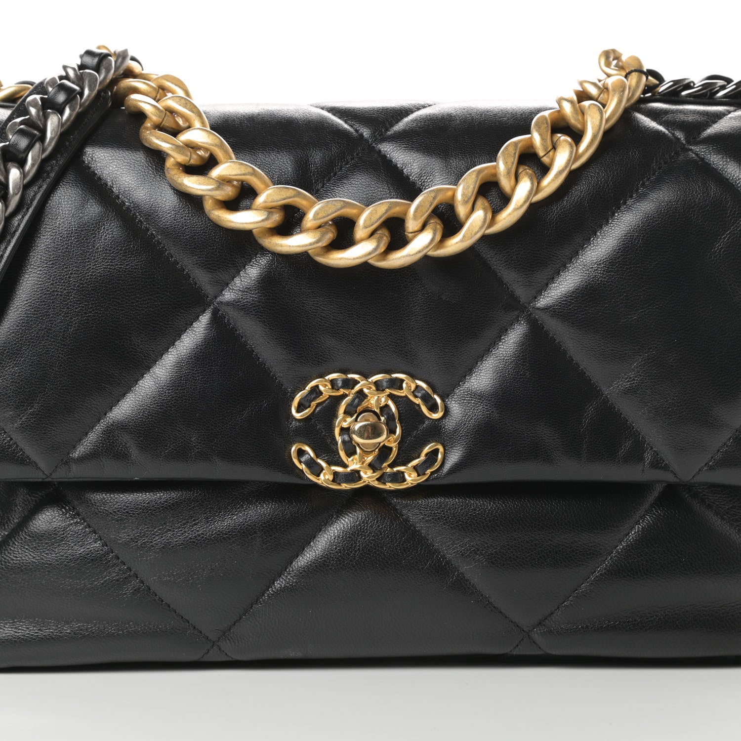 Chanel Goatskin Quilted Large Chanel 19 Flap Black 8 of 12