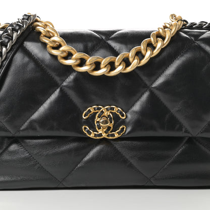 Chanel Goatskin Quilted Large Chanel 19 Flap Black 8 of 12