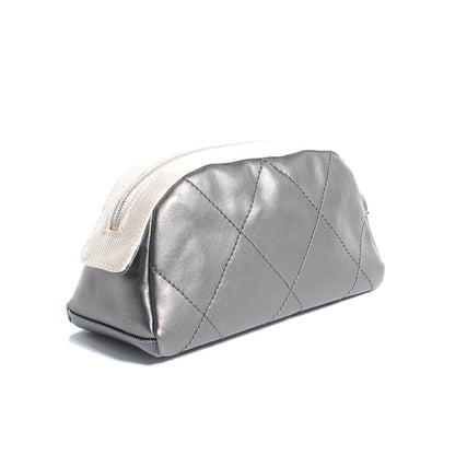 Chanel Coated Canvas Paris Biarritz Makeup Pouch Silver 3 of 7
