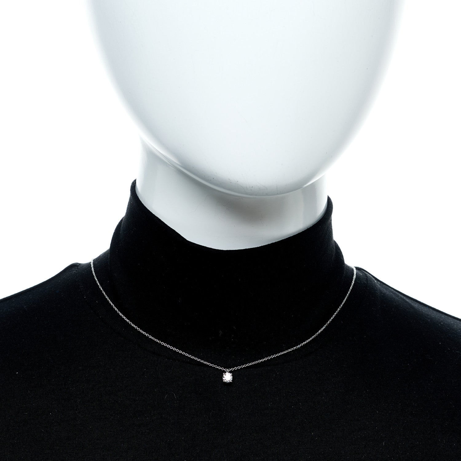 Tiffany Platinum Diamond .33ct Solitaire Pendant Necklace 2 of 6