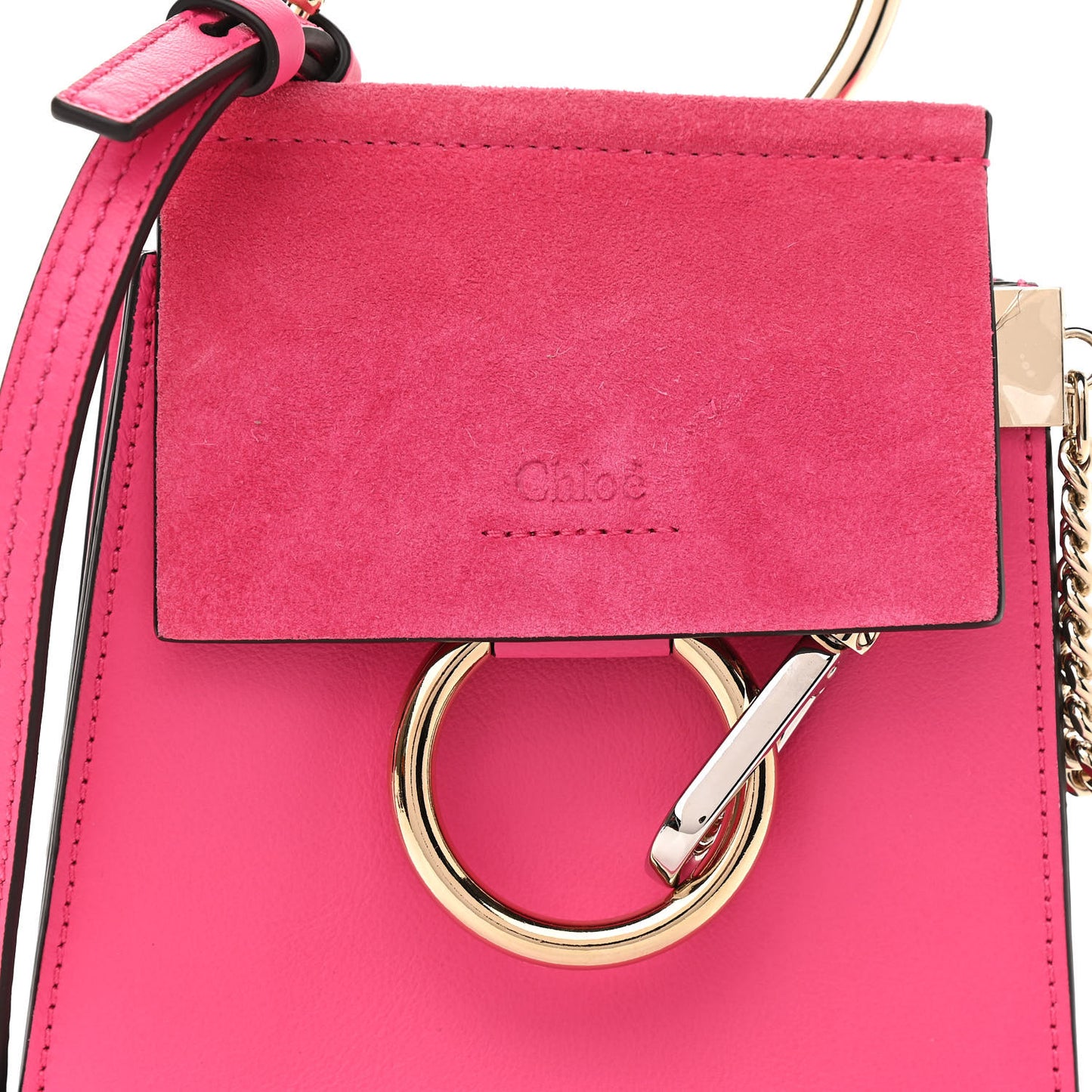 Suede Calfskin Mini Faye Bracelet Bag Fuchsia Rose