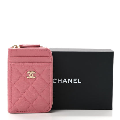 Chanel Caviar Quilted Zip Card Holder Pink 8 of 8