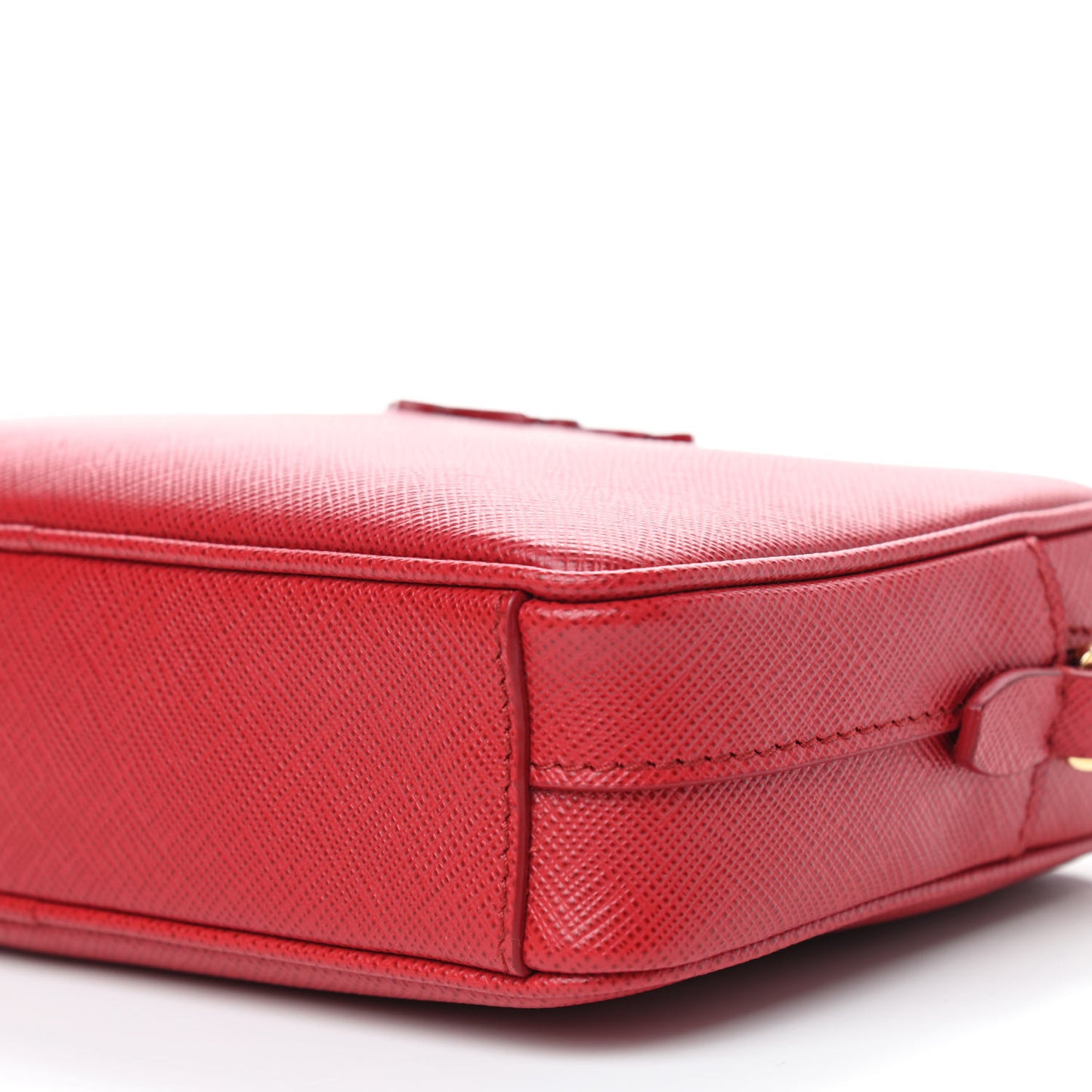 Saffiano Mini Monochrome Camera Crossbody Bag Fuoco