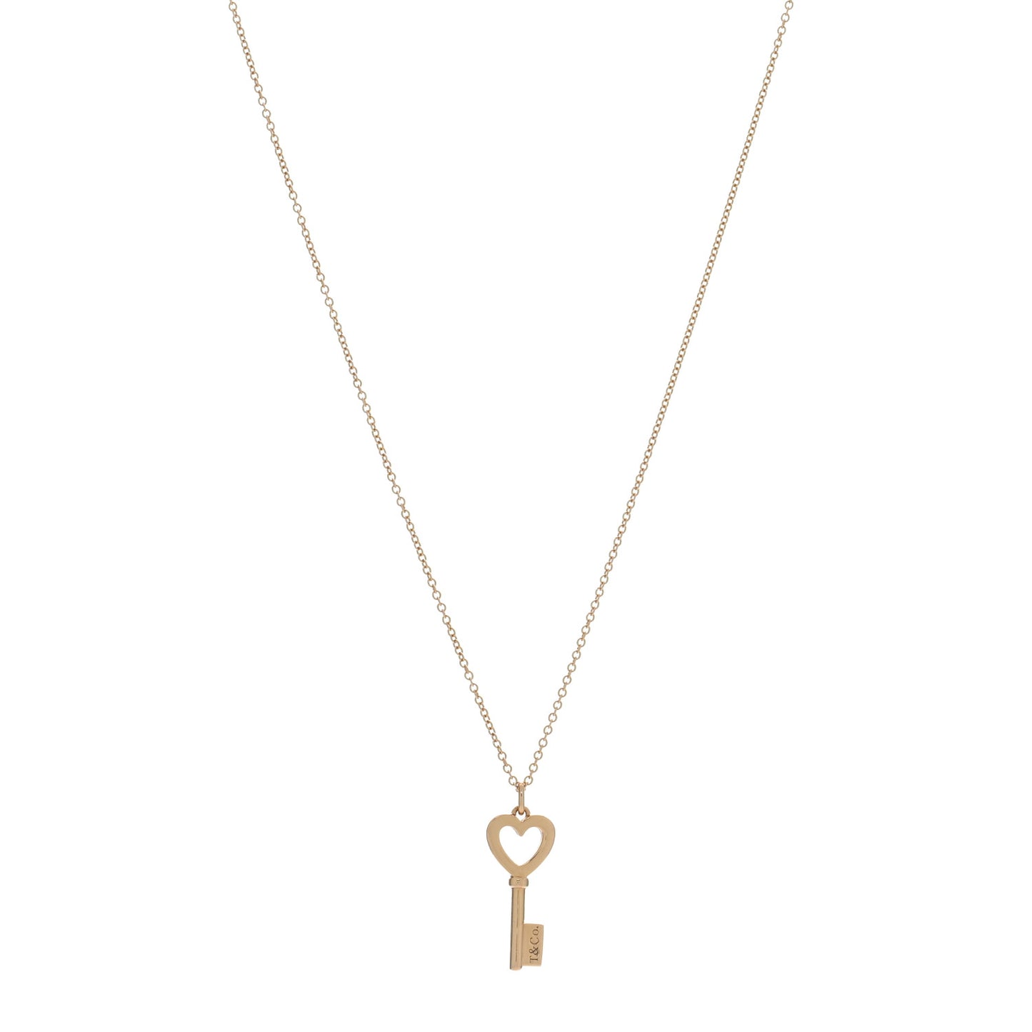 Yellow Gold Mini Heart Key Pendant Necklace