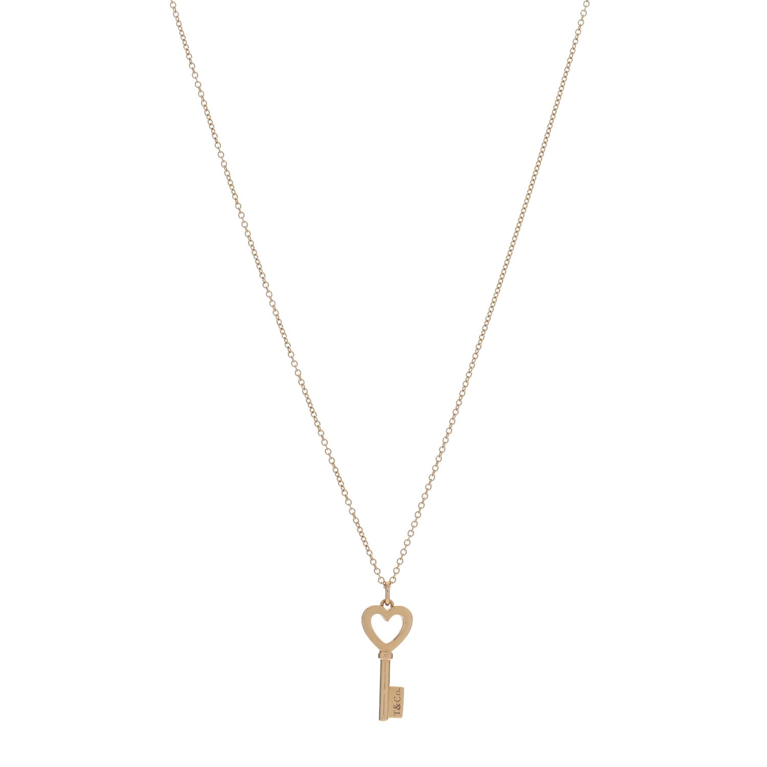 Tiffany Yellow Gold Mini Heart Key Pendant Necklace 1 of 5