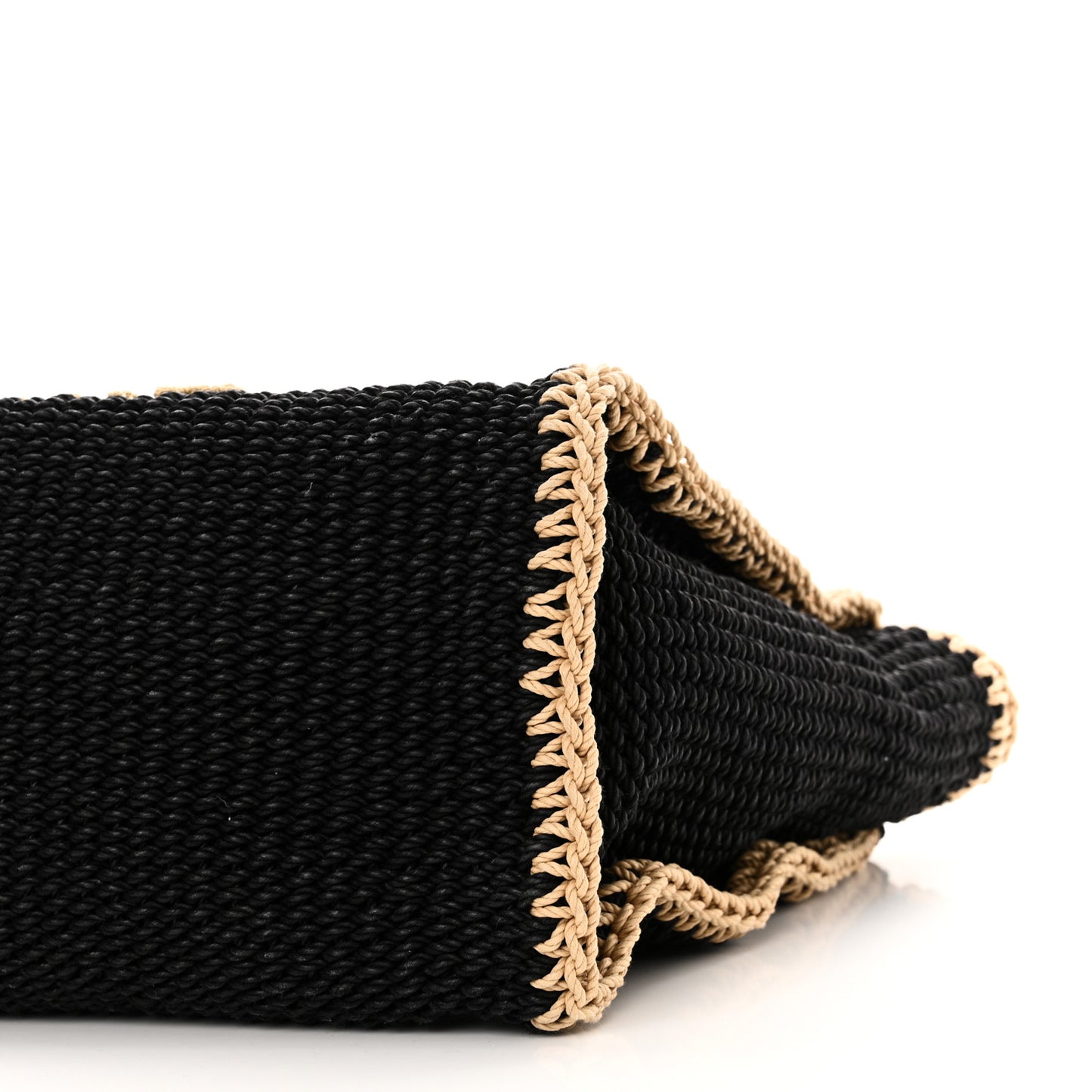 Cotton Crochet Large Deauville Tote Black Beige