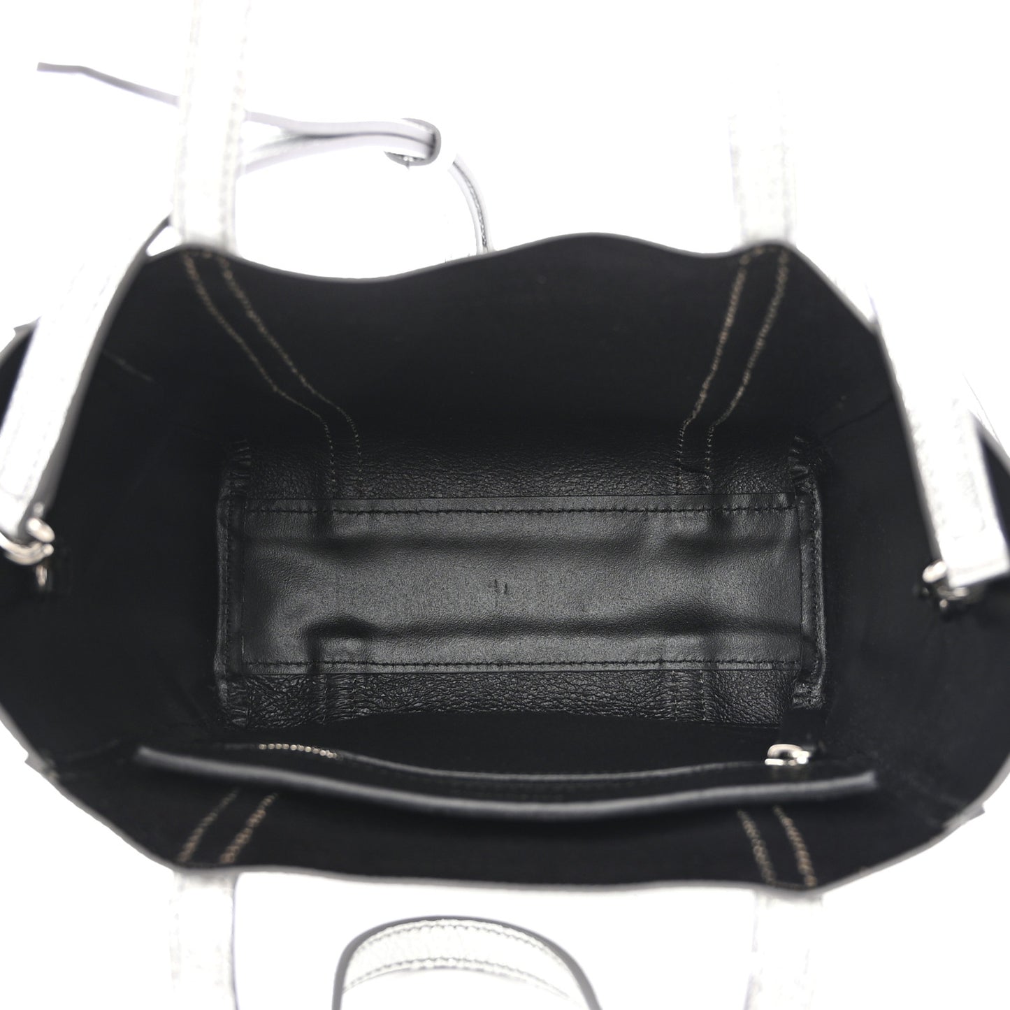 Metallic Goatskin Logo XXS Everyday Tote Argent Black