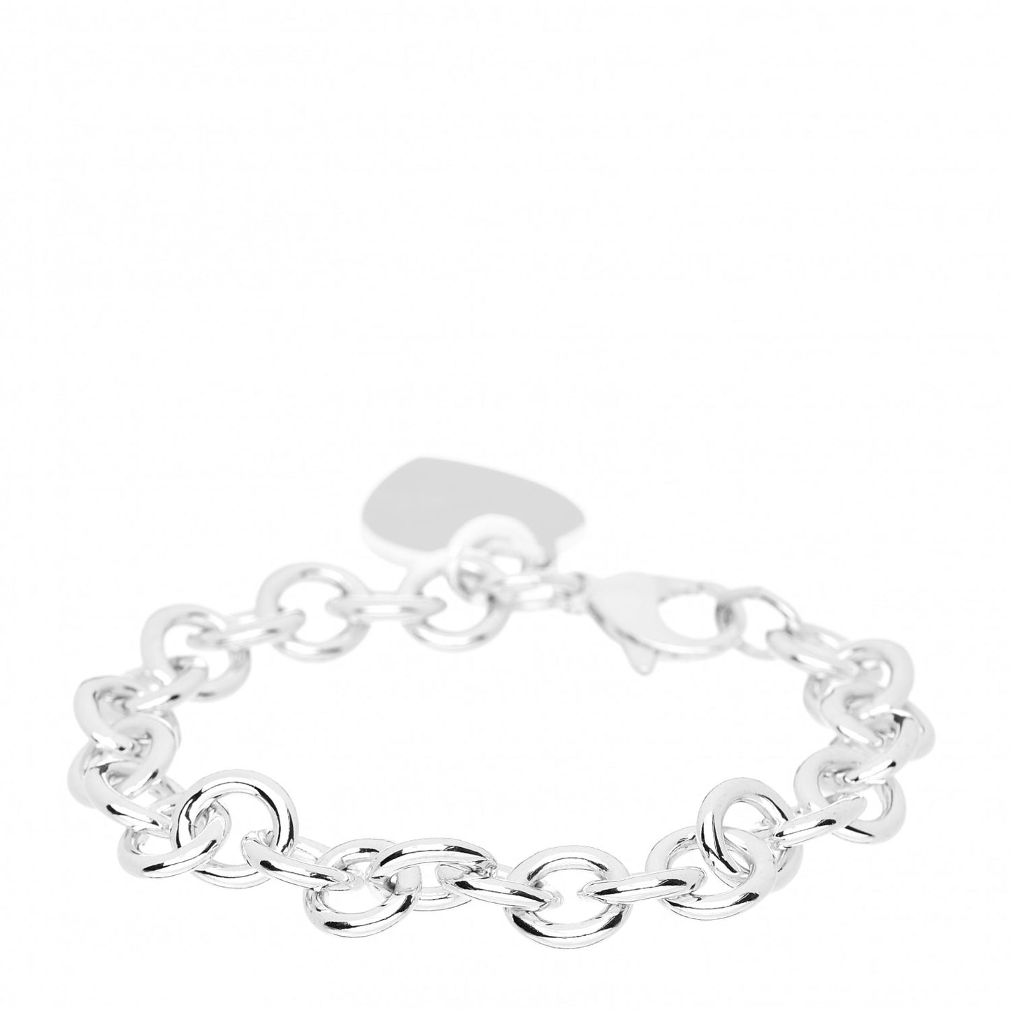 Sterling Silver Heart Tag Charm Bracelet