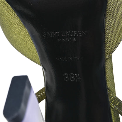 Saint Laurent Crepe De Chine Blade 105 Slingback Pumps 38.5 Lime 6 of 8