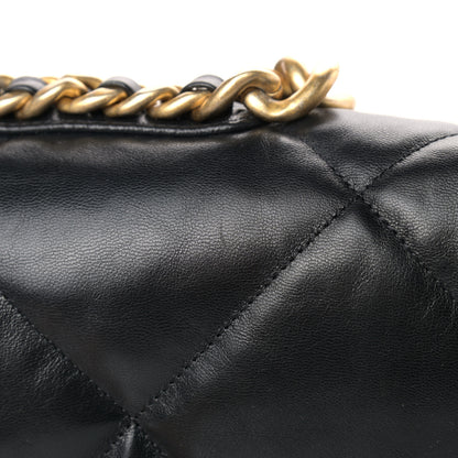 Chanel Shiny Goatskin Quilted Maxi Chanel 19 Flap Black 10 of 10