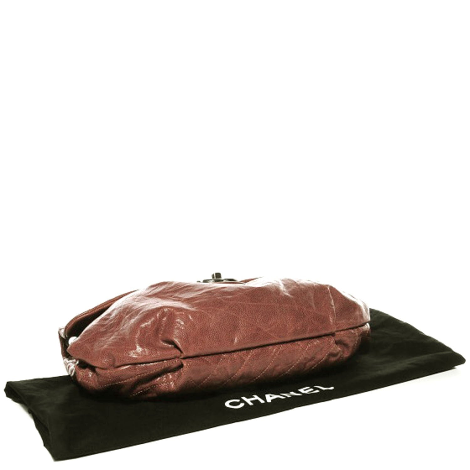 Chanel Grained Calfskin Quilted Maxi Elastic Flap Brown 4 of 8