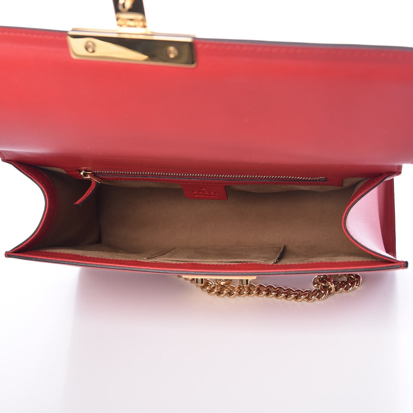 Moon Calfskin Medium Padlock Shoulder Bag Hibiscus Red