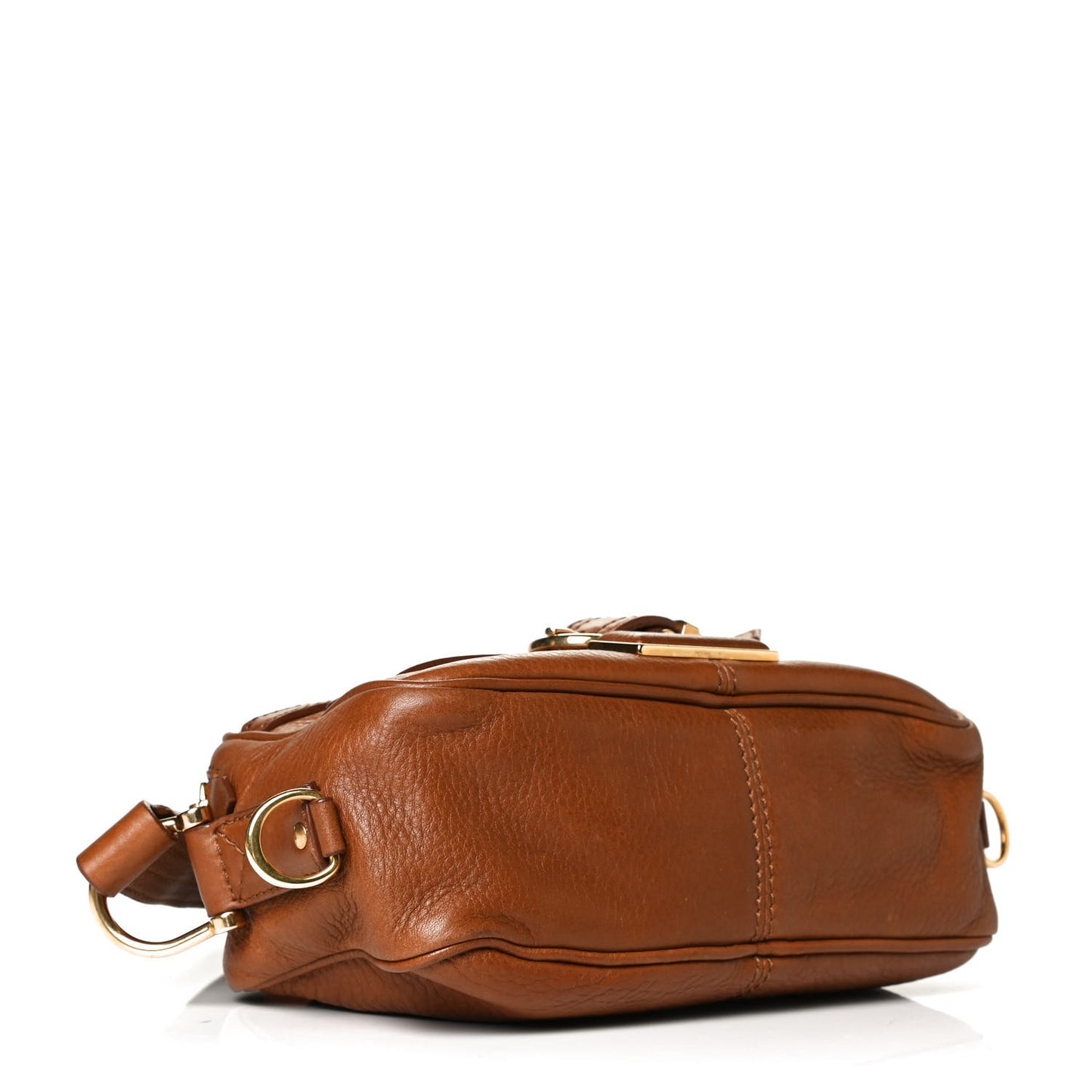 Grainy Calfskin Small Buckle Crossbody Brown