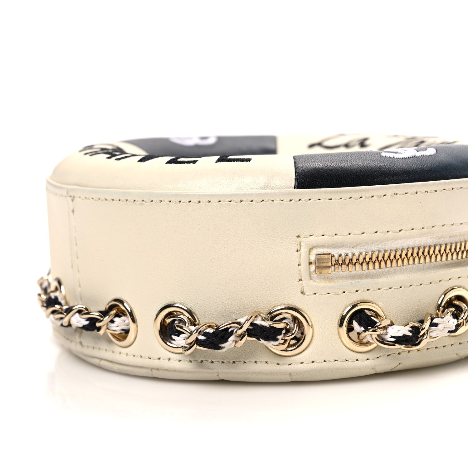 Chanel Lambskin Coco Lifesaver Round Bag Black White 10 of 11
