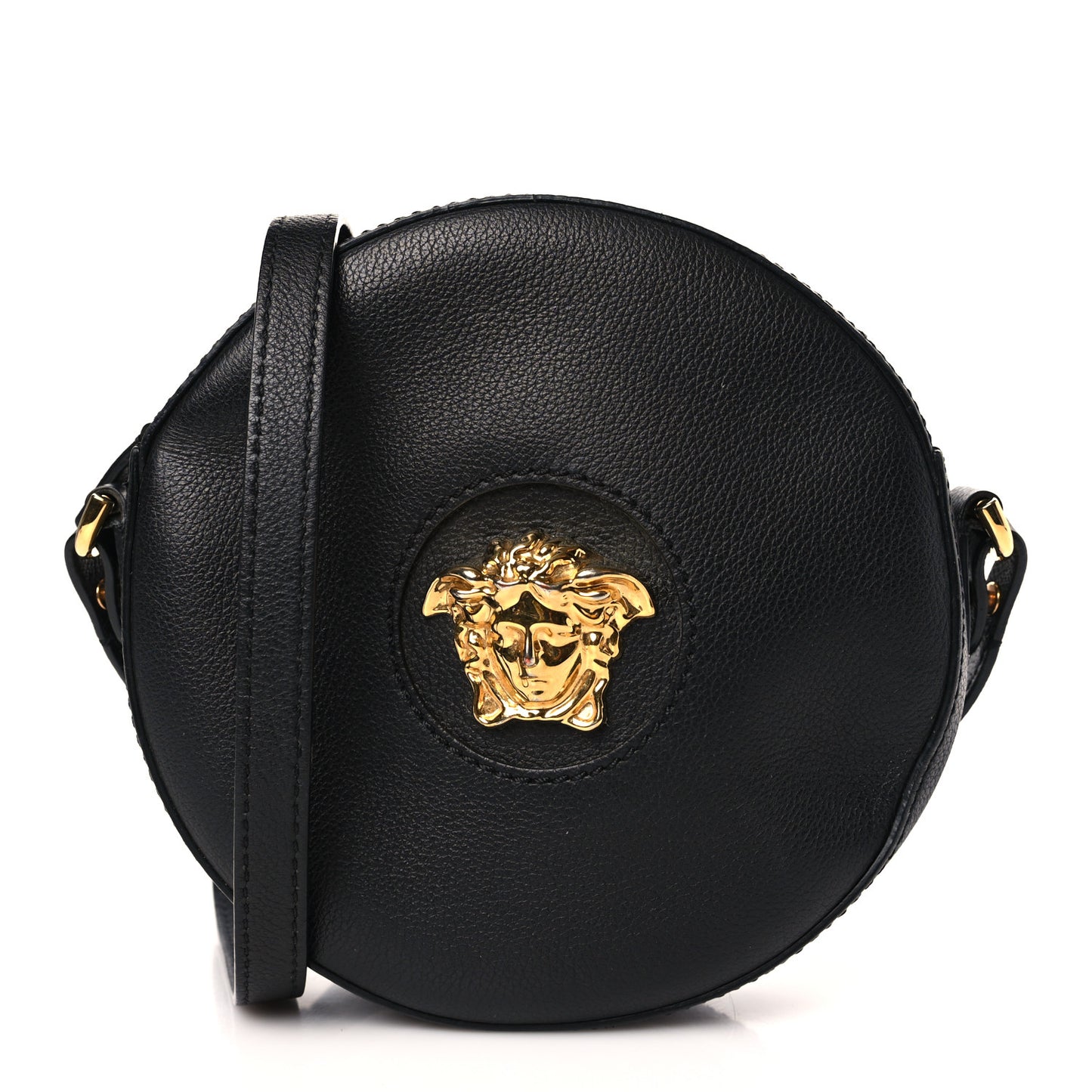 Calfskin La Medusa Round Camera Bag Black