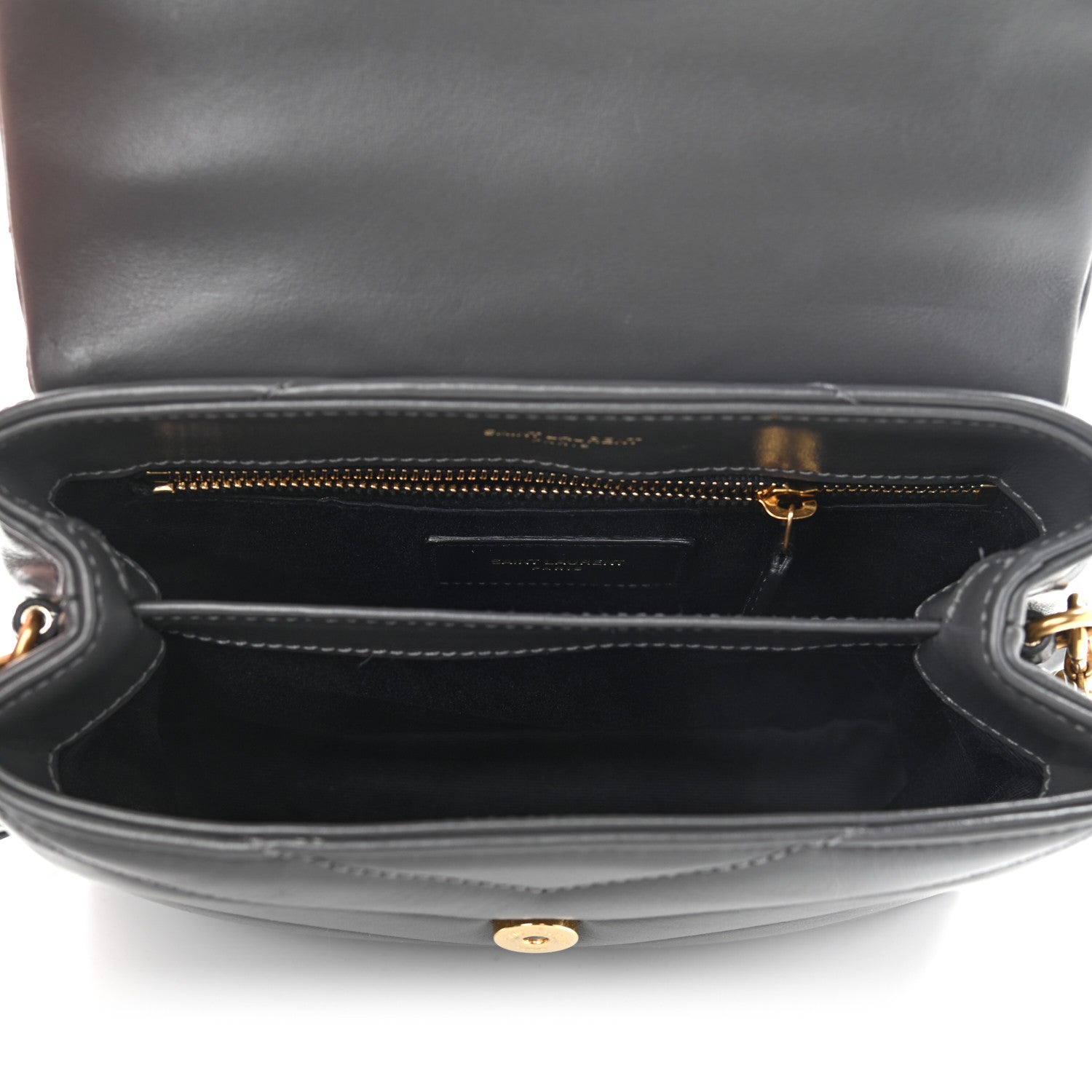 Saint Laurent Calfskin Y Quilted Monogram Toy Loulou Crossbody Bag Storm 5 of 11