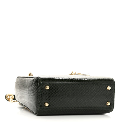 Christian Dior Shiny Snakeskin Mini Lady Dior Emerald Green 4 of 17