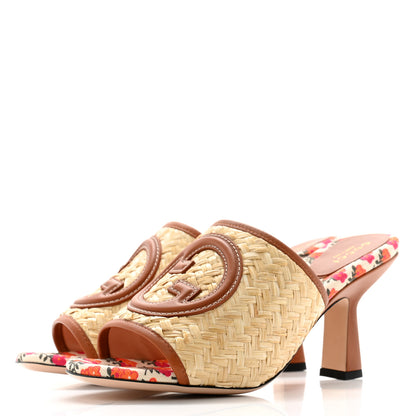 Gucci Raffia Malaga Kid Interlocking G Mabel Sandals 37 Natural 3 of 9
