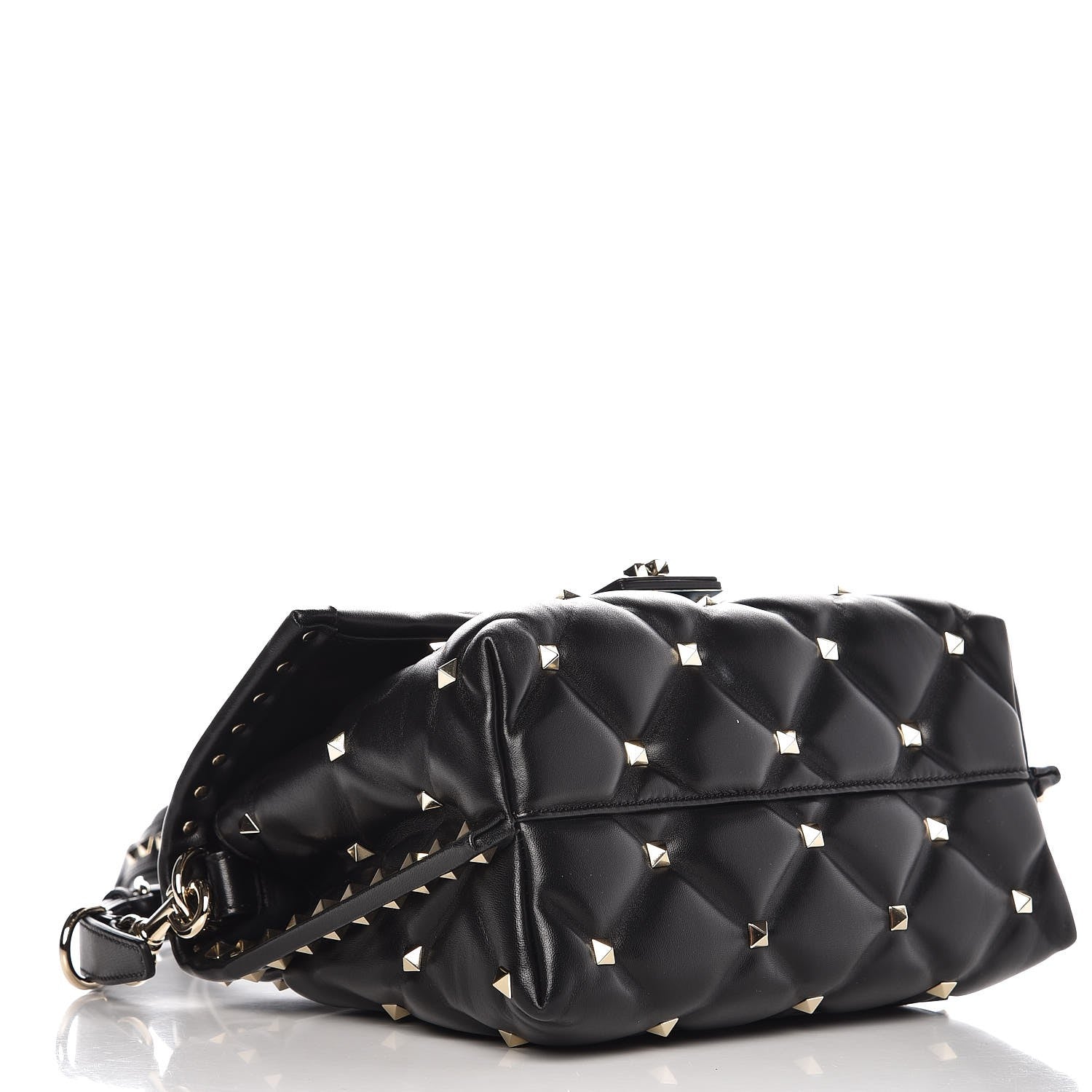 Valentino Garavani Lambskin VLTN Print Candystud Top Handle Bag Black 5 of 8
