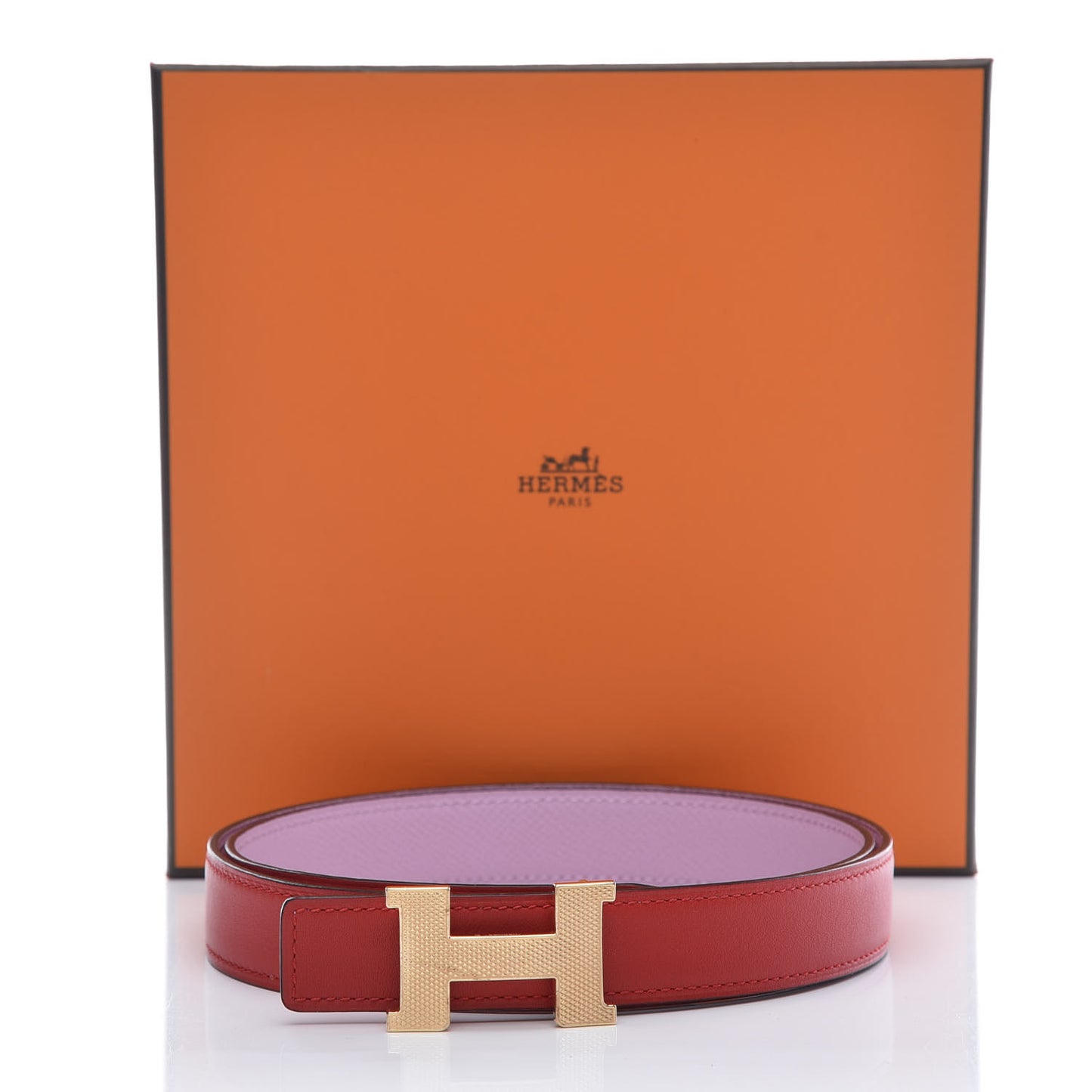 Swift Epsom 24mm Guilloche H Belt 85 Rouge De Coeur Mauve Sylvestre