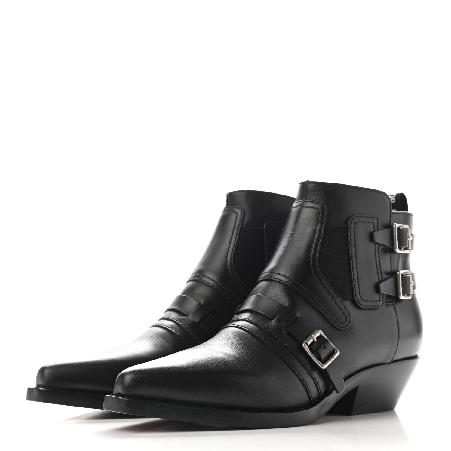 Christian Dior Calfskin Diorsaddle Boots 37 Black 3 of 16