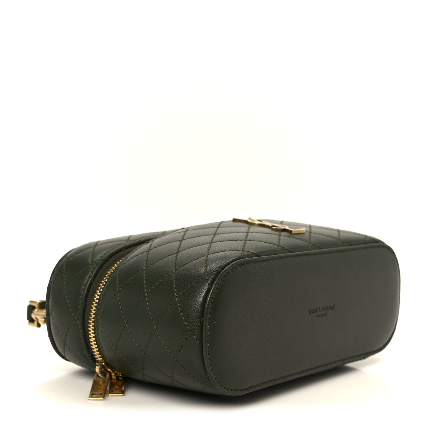 Lambskin Quilted Mini Gaby Vanity Case Olive Wood