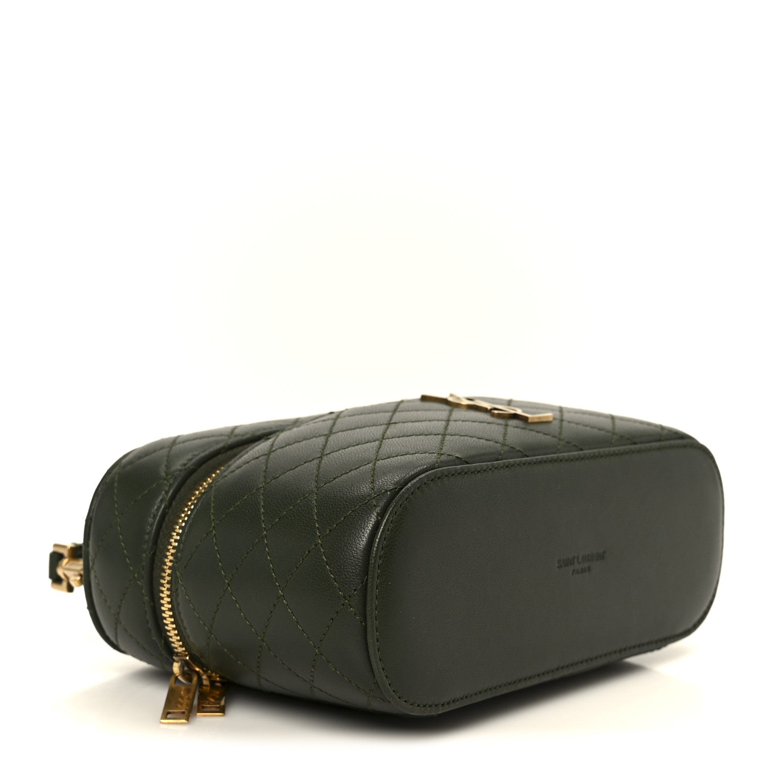 Saint Laurent Lambskin Quilted Mini Gaby Vanity Case Olive Wood 4 of 10