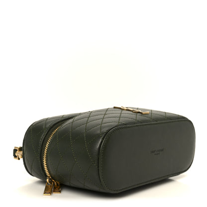 Saint Laurent Lambskin Quilted Mini Gaby Vanity Case Olive Wood 4 of 10