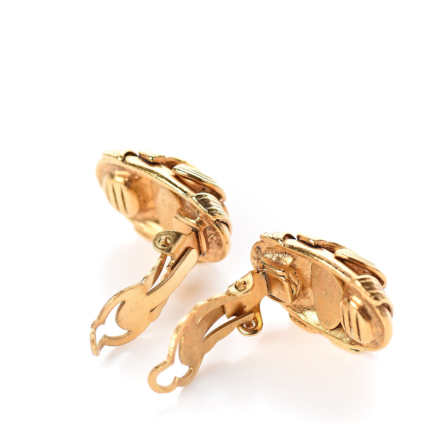 Oval CC Clip On Earrings Gold
