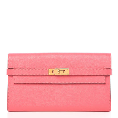 Hermes Chevre Mysore Kelly Longue Wallet Rose Lipstick 1 of 8