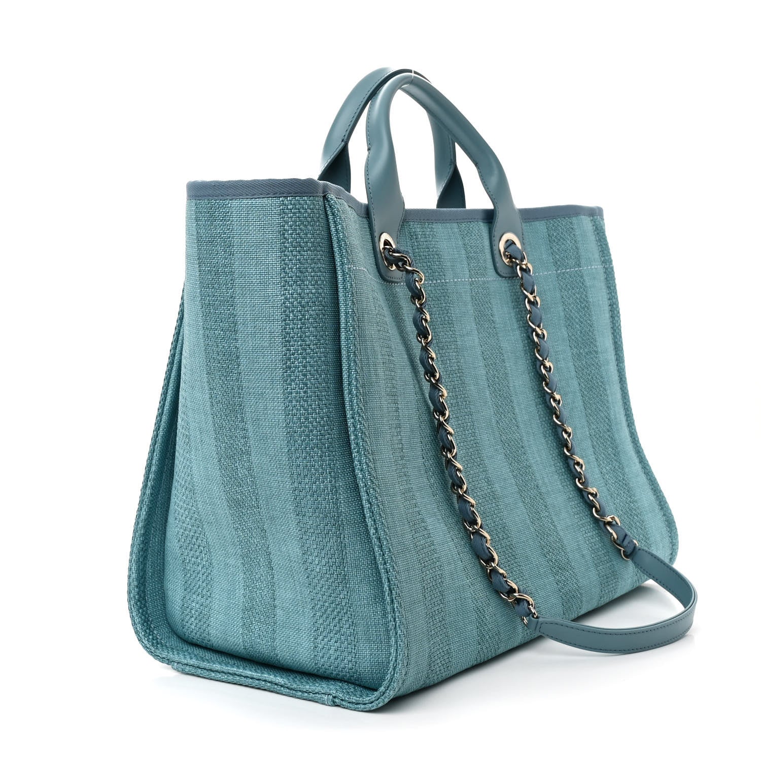 Chanel Mixed Fibers Striped Medium Deauville Tote Blue 3 of 10