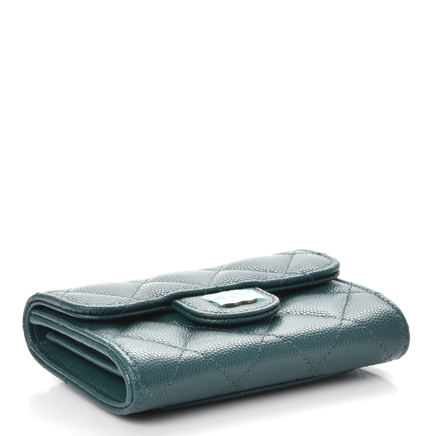 Chanel Caviar Quilted Flap Card Holder Green 4 of 9
