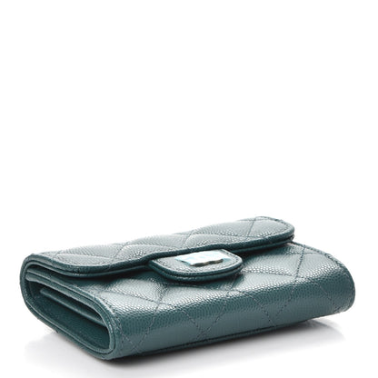 Chanel Caviar Quilted Flap Card Holder Green 4 of 9