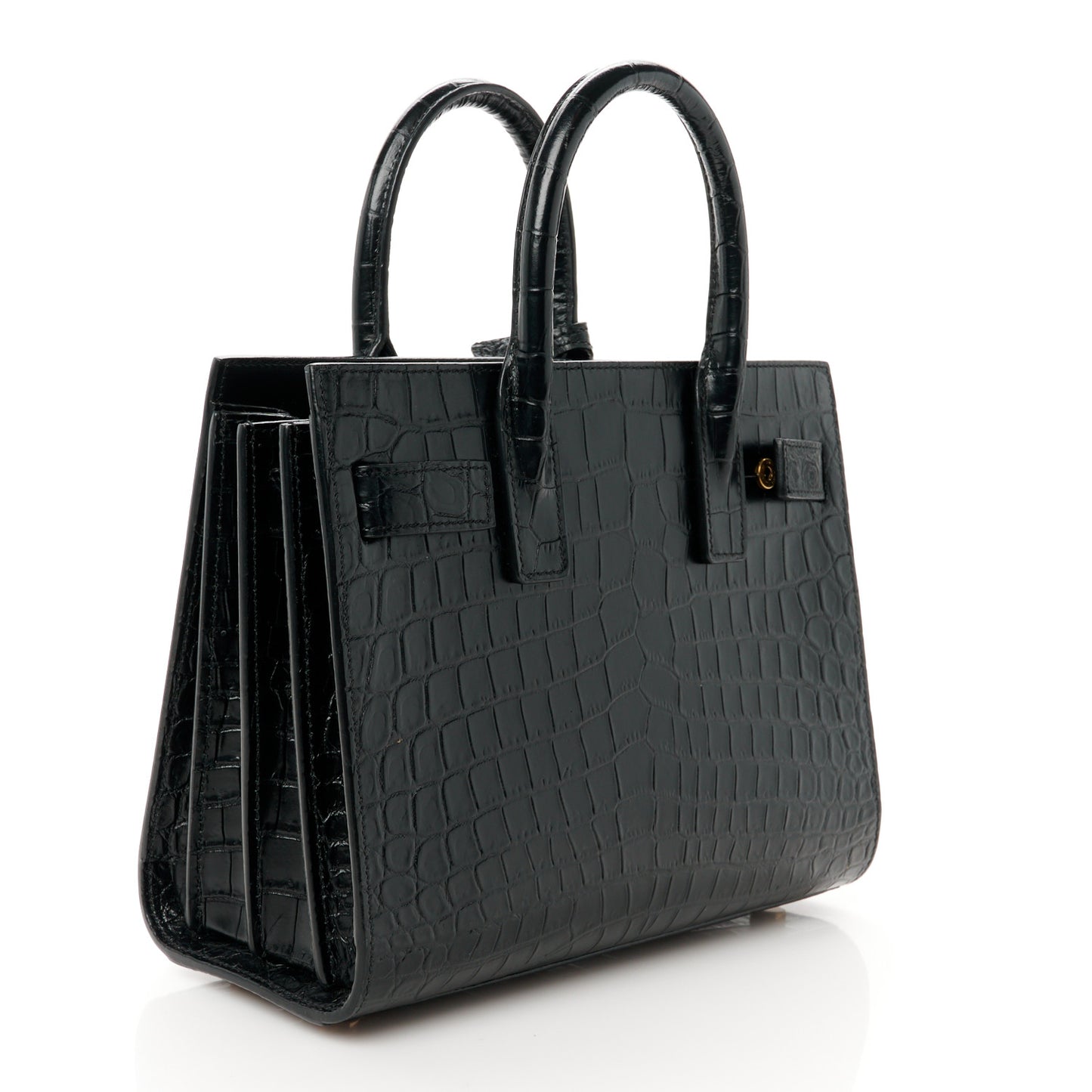 Calfskin Crocodile Embossed Nano Sac De Jour Black