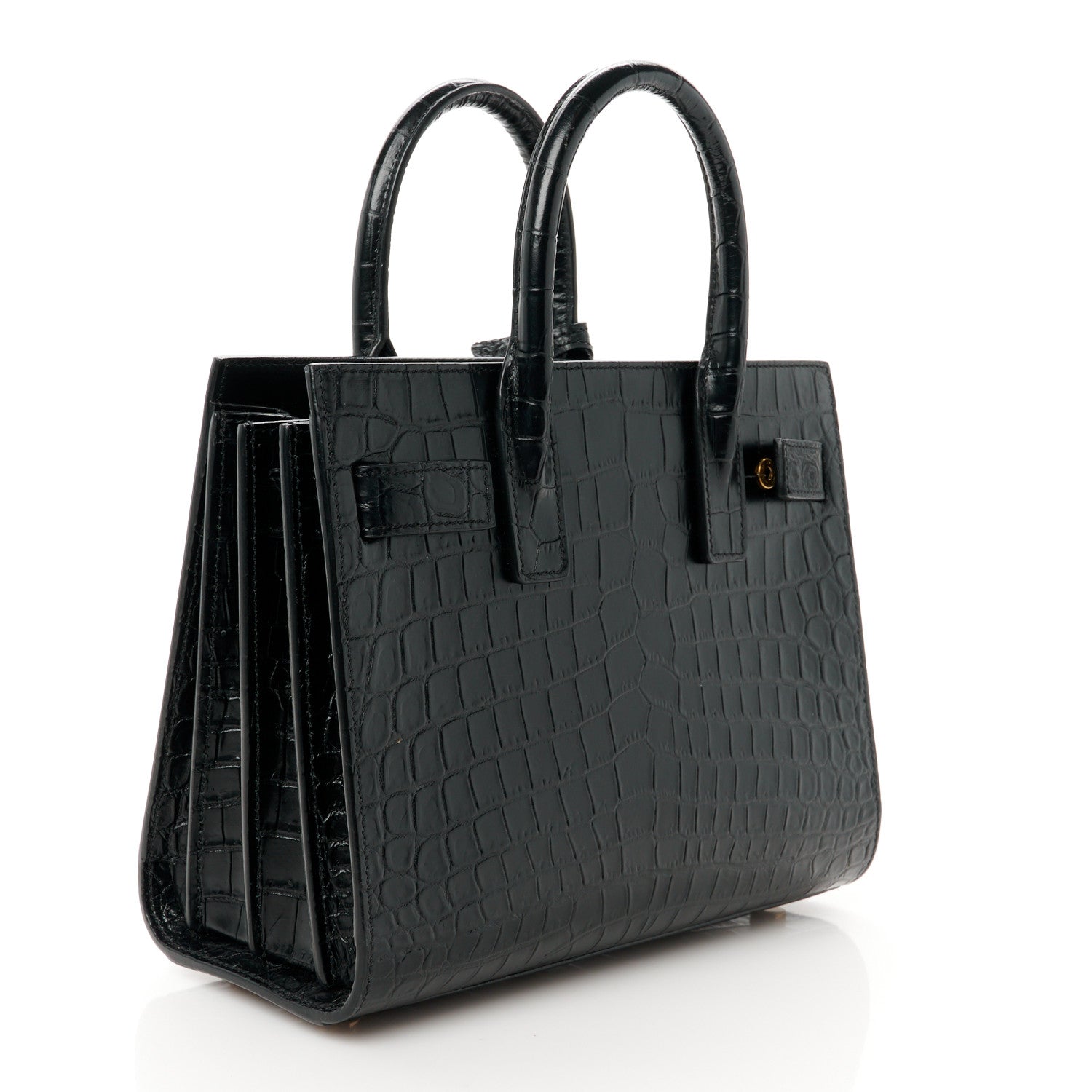 Saint Laurent Calfskin Crocodile Embossed Nano Sac De Jour Black 3 of 11