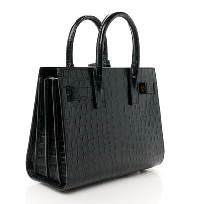 Saint Laurent Calfskin Crocodile Embossed Nano Sac De Jour Black 3 of 11