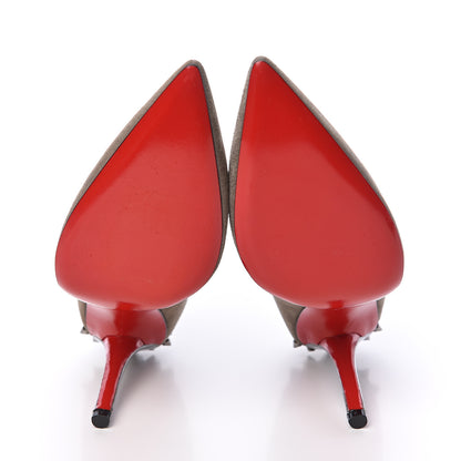 Christian Louboutin Suede Studded Zappa 100 Pumps 37.5 Cendre Gun 5 of 8