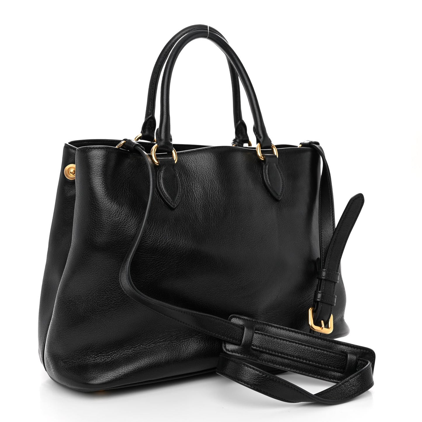 Glace Calfskin Embossed Logo Tote Black