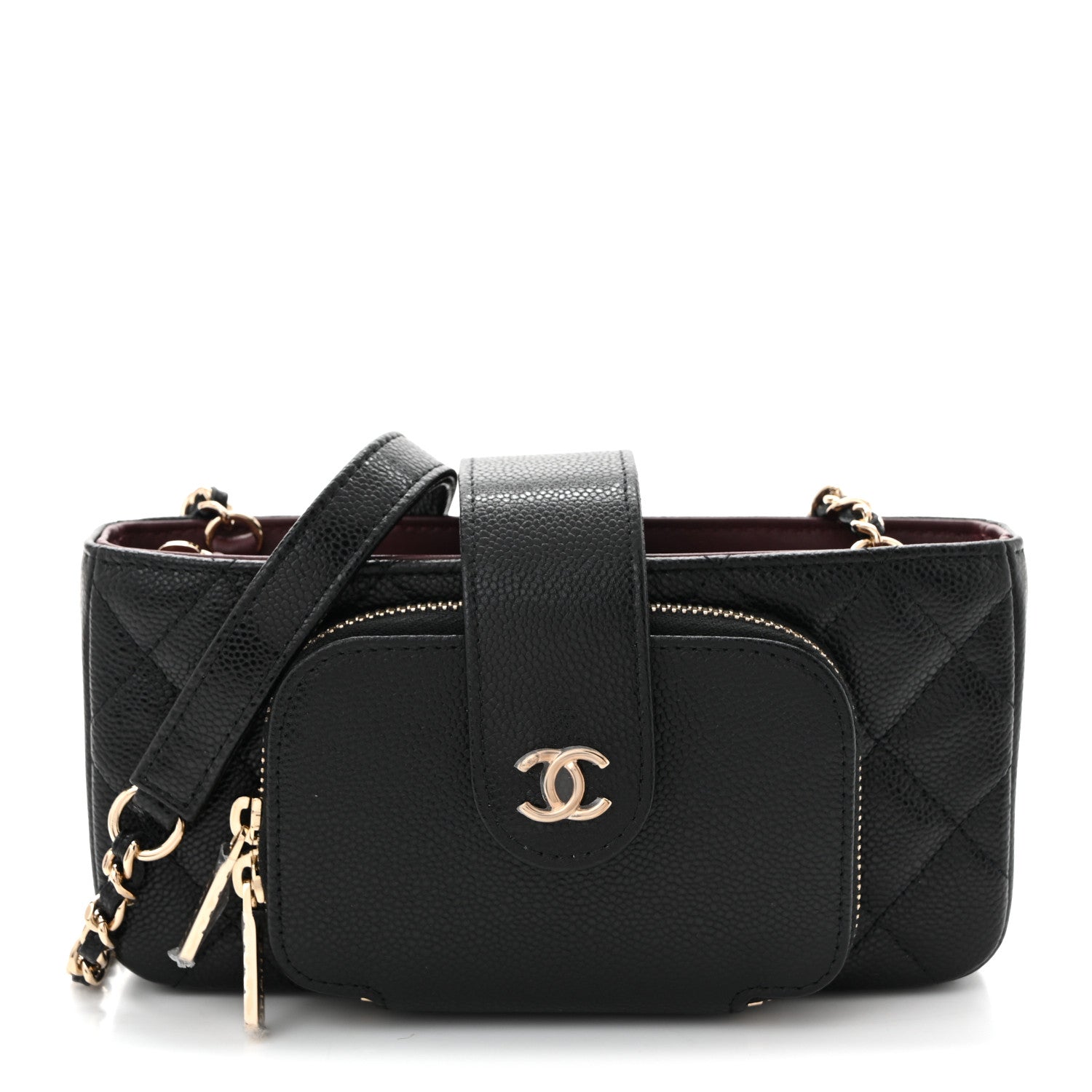 Chanel Caviar Quilted Business Affinity Phone Holder With Chain Black 1 of 11