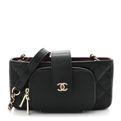Chanel Caviar Quilted Business Affinity Phone Holder With Chain Black 1 of 11