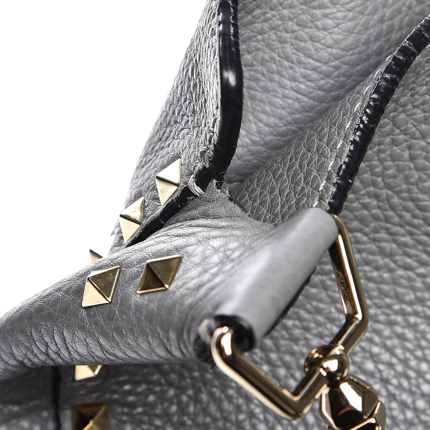 Pebbled Calfskin Large Rockstud Flip-Lock Messenger Bag Grey