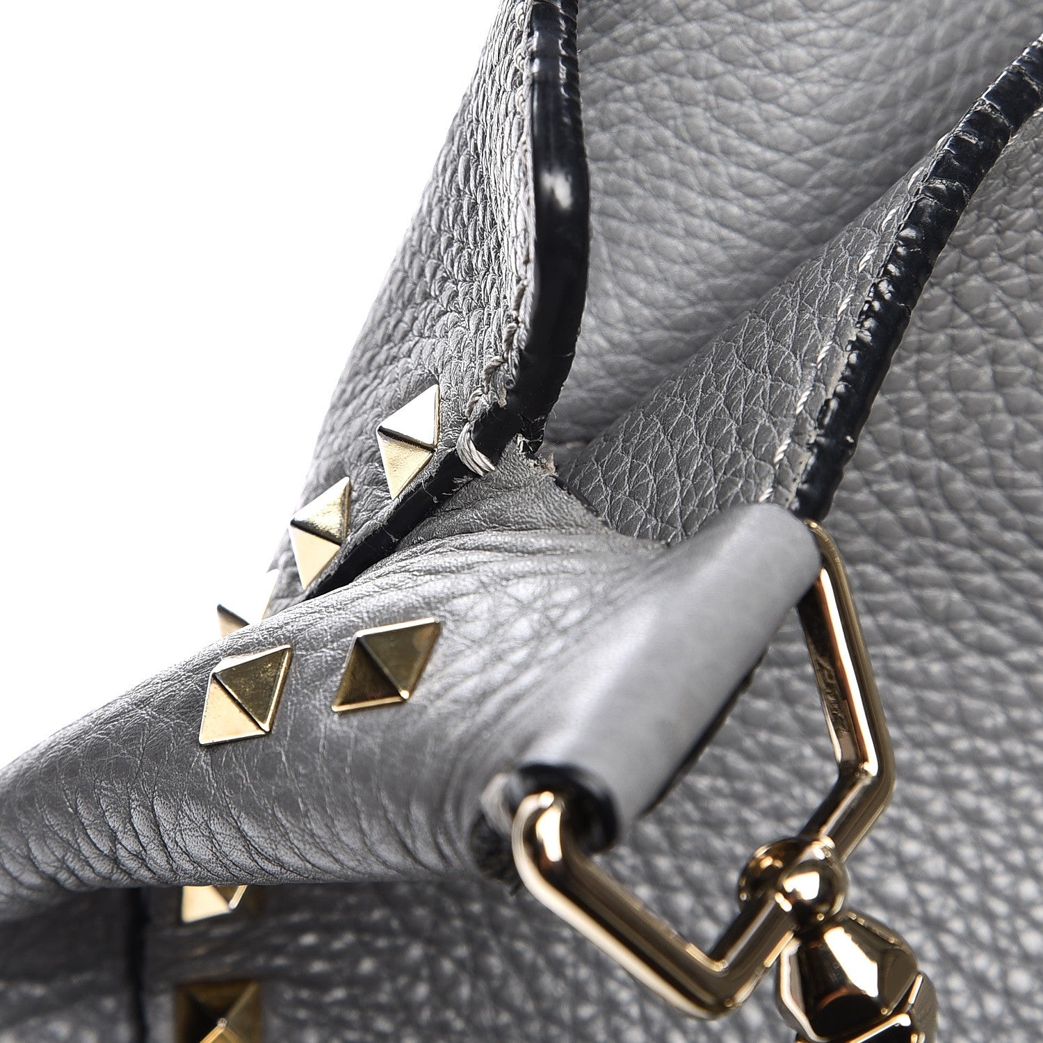 Valentino Garavani Pebbled Calfskin Large Rockstud Flip-Lock Messenger Bag Grey 8 of 14